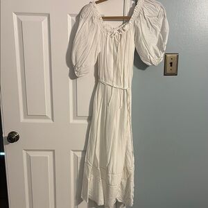 Anthropologie White Off-Shoulder Puff Sleeve Sundress